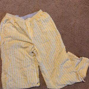 aerie Yellow and White Striped Wide Leg Pants